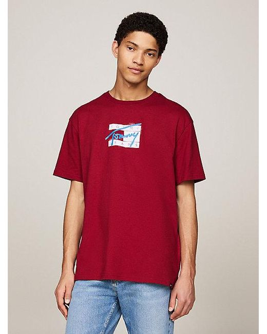 Tommy Hilfiger T-shirt Met Ronde Hals En Logo in het Red voor heren
