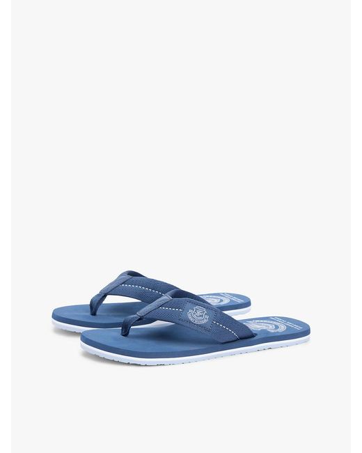 Tommy Hilfiger Blue Crest Patch Webbing Strap Flip-flops for men