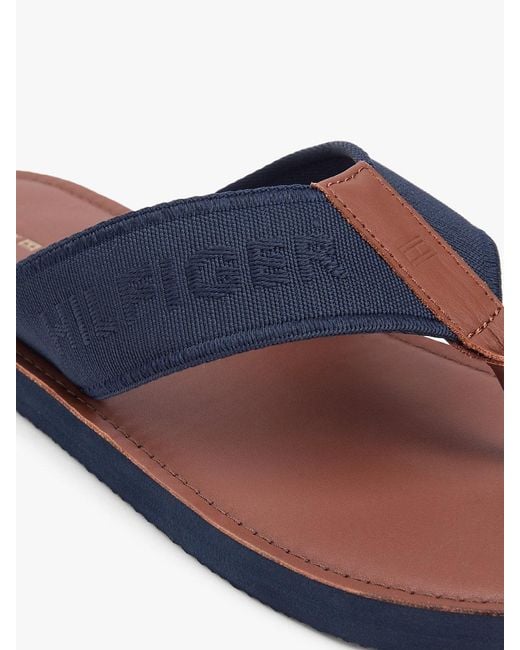 Tommy Hilfiger Blue Jacquard Logo Flip-Flops for men