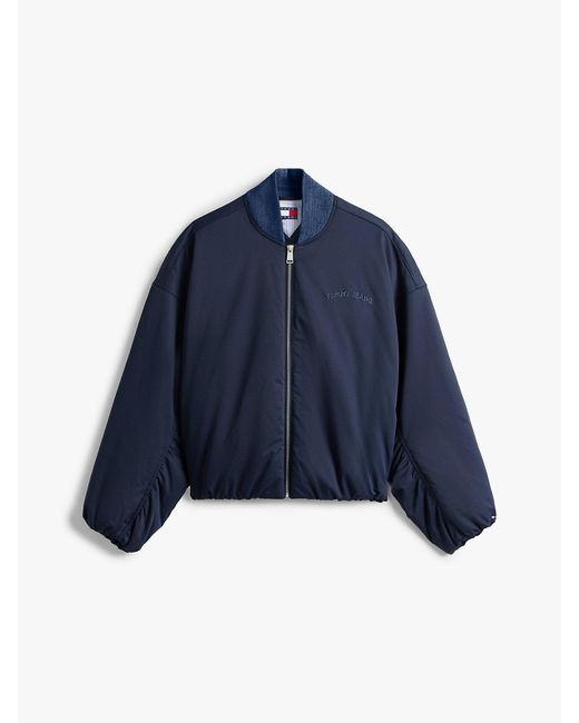 Tommy Hilfiger Blue Back Logo Embroidery Bomber Jacket