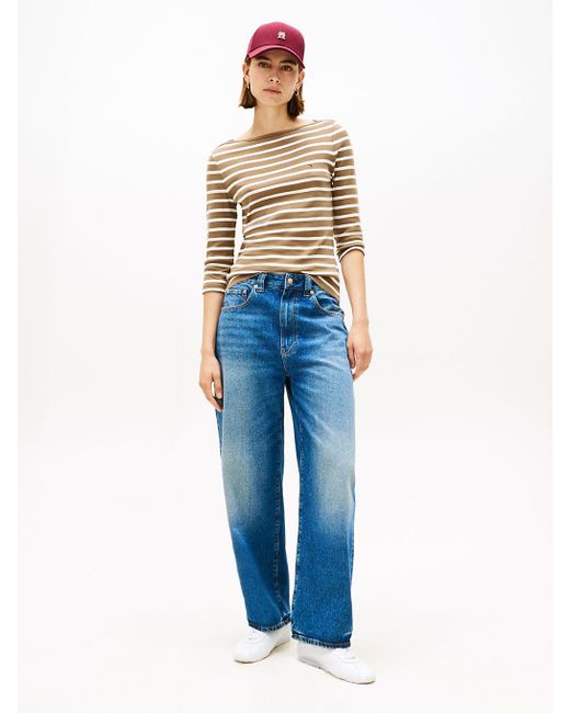Tommy Hilfiger Natural Slim Three-quarter Sleeve Boat Neck T-shirt