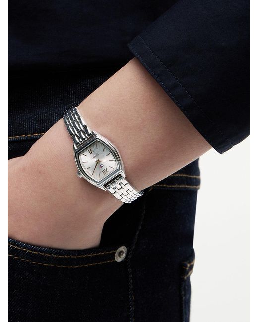 Tommy Hilfiger White Square Dial Stainless Steel Chain-Link Watch