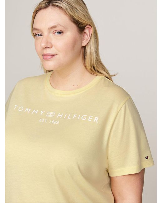 T-shirt Curve à col ras-du-cou et logo Tommy Hilfiger en coloris Natural