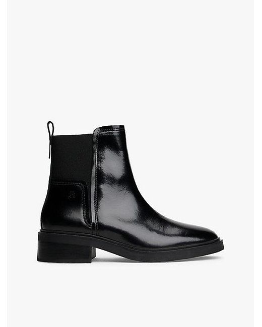 Tommy Hilfiger Leren Chelsea Boot Met Vierkante Neus in het Black