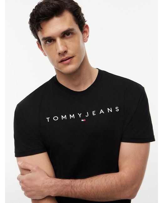 Tommy Hilfiger Black Linear Logo Jersey T-shirt for men