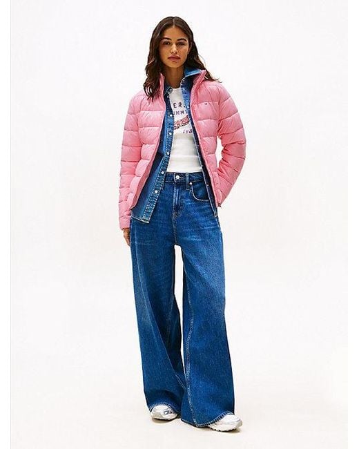 Tommy Hilfiger Glanzend Pufferjack in het Red