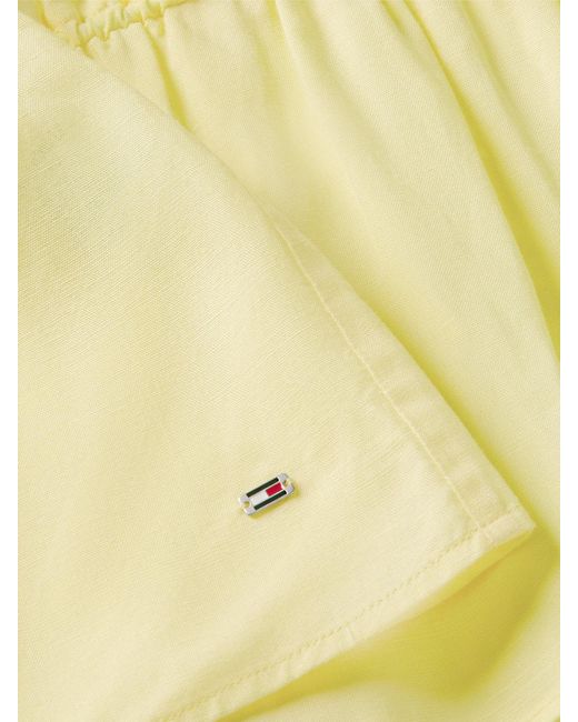 Tommy Hilfiger Yellow Regular Fit Sleeveless Smock Blouse With Linen
