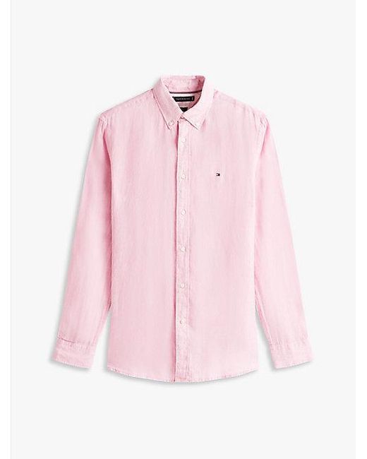 Camisa De Lino Teñido Con Pigmentos Tommy Hilfiger de hombre de color Pink