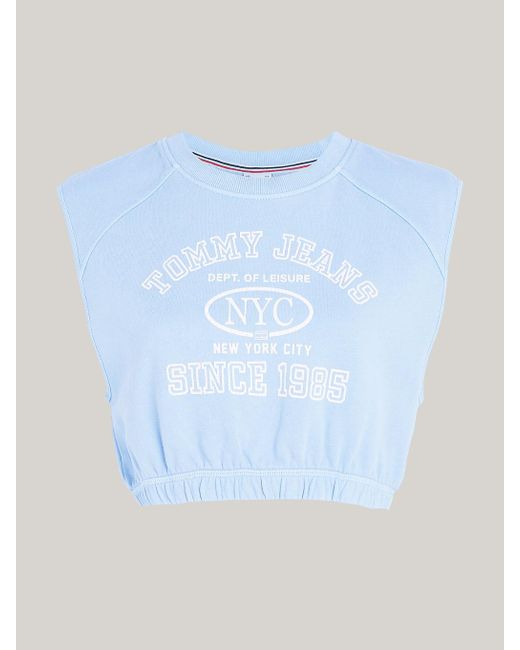 Tommy Hilfiger Blue Varsity Sleeveless Cropped Sweatshirt