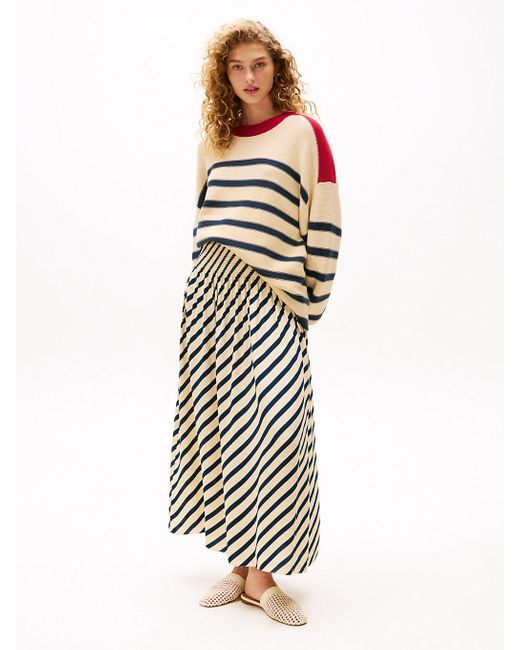 Jupe Longue Plissée The Sofia Capsule Tommy Hilfiger en coloris White