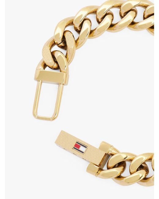 Tommy Hilfiger Metallic Gold-plated Chain-link Bracelet for men