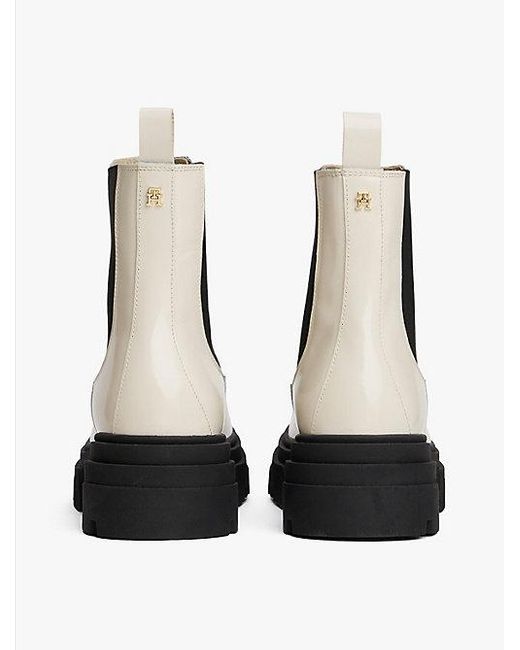 Tommy Hilfiger Chelsea Boot Van Glanzend Leer Met Profiel in het White