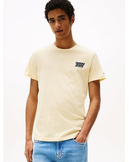 Tommy Hilfiger Slim Fit T-Shirt Met Bubbellogo in het Natural voor heren