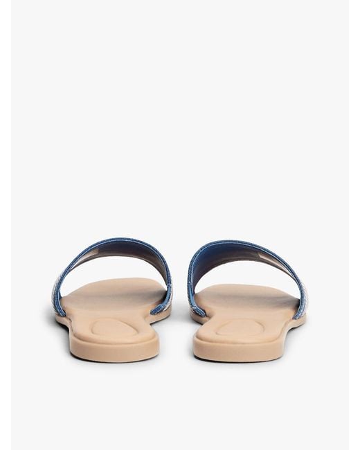 Tommy Hilfiger Blue Canvas Webbing Strap Mules