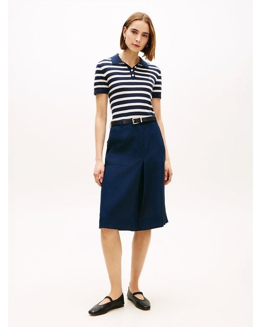 Tommy Hilfiger Blue Tailored Utility A-Line Skirt