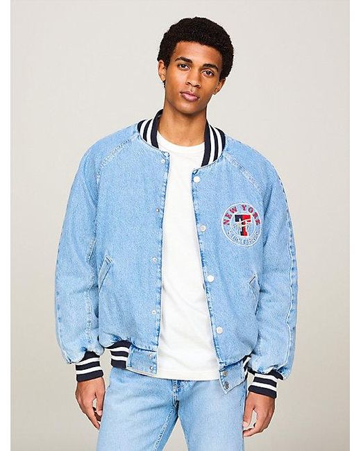 Tommy Hilfiger Varsity Explorer College-Bomberjacke aus Denim in Blue für Herren