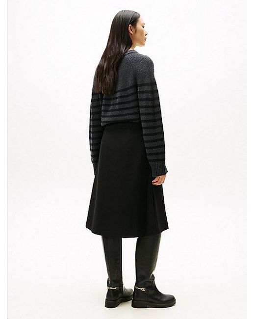 Tommy Hilfiger A-Line Midi-Rok Met Goudkleurige Knopen in het Black