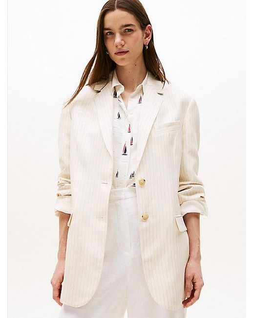 Tommy Hilfiger Relaxed Fit Blazer Met Krijtstreep in het White