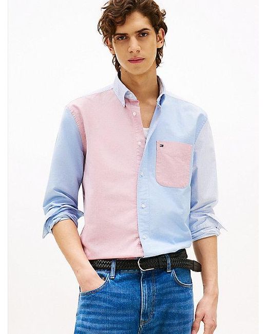 Tommy Hilfiger Relaxed Fit Overhemd Met Colour-Blocking in het White voor heren