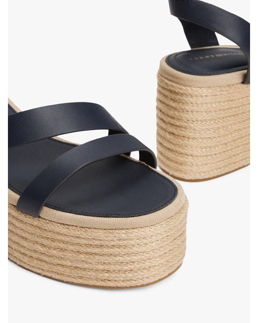 Espadrilles Compensées En Cuir Tommy Hilfiger en coloris Blue