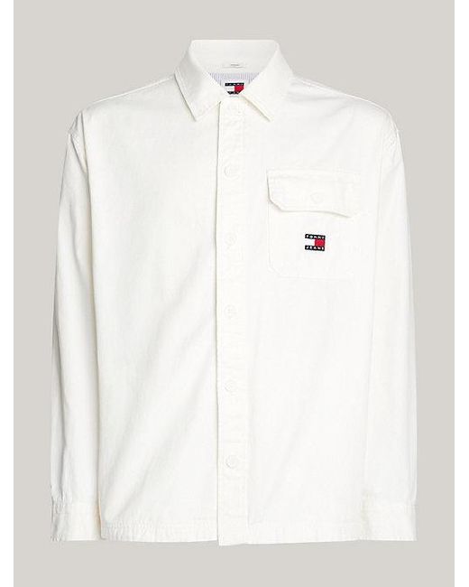 Tommy Hilfiger Varsity Oversized Overshirt Met Logo in het White voor heren