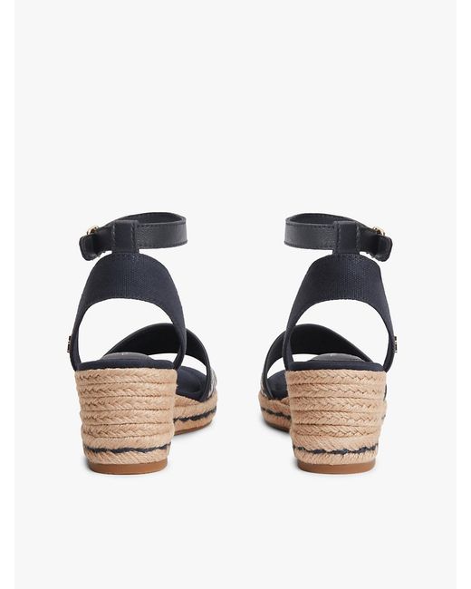 Tommy Hilfiger White Logo Plaque Jacquard Wedge Heel Espadrilles