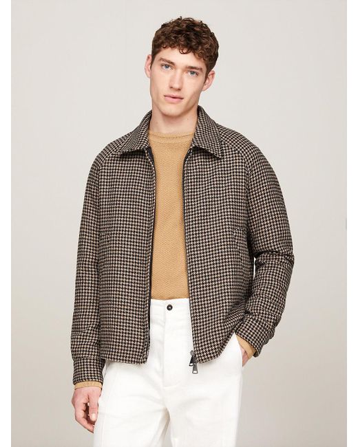 Tommy Hilfiger Gray Padded Zip-thru Regular Houndstooth Harrington Jacket for men