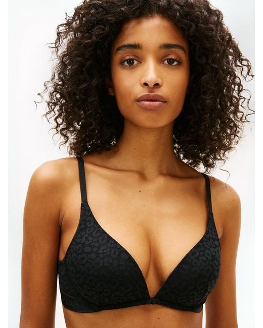 Tommy Hilfiger Orange Leopard Lace Plunge Push-Up Bra