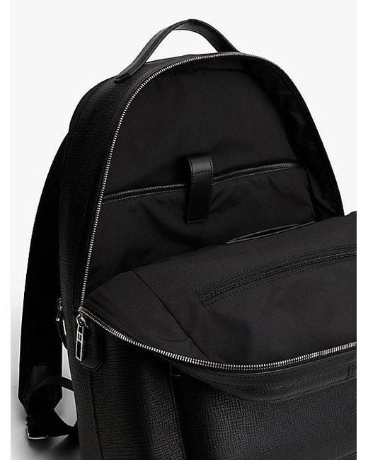 Tommy Hilfiger Th Business Leren Rugzak Met Deelbare Rits in het Black voor heren
