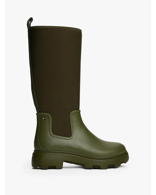 Stivaletti Da Pioggia Con Interno Caldo E Zip di Tommy Hilfiger in Green