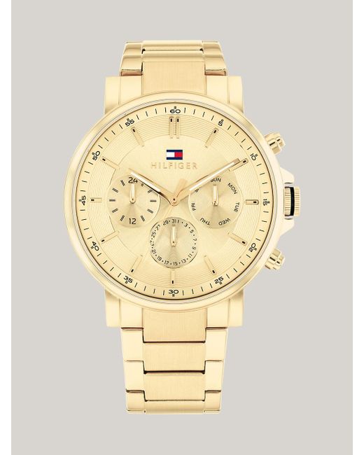 Tommy Hilfiger Metallic Ionic Gold-plated Chain-link Strap Watch for men