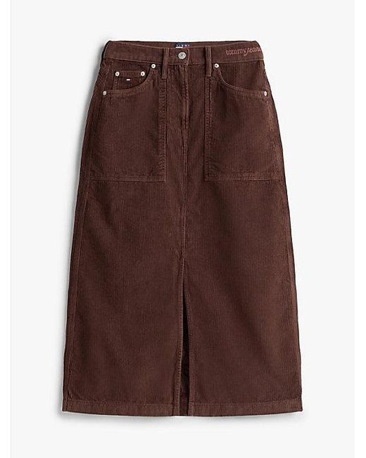 Tommy Hilfiger Claire Corduroy Midi-Utilityrok Met Logo in het Blue