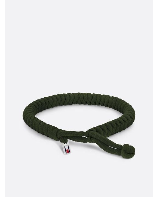 Tommy Hilfiger Enamel Flag Green Rope Bracelet for men