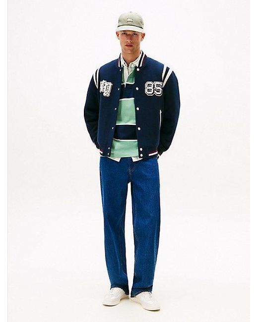 Tommy Hilfiger Varsity Bomberjack Met Wol En Logo-Appliqué in het Blue voor heren