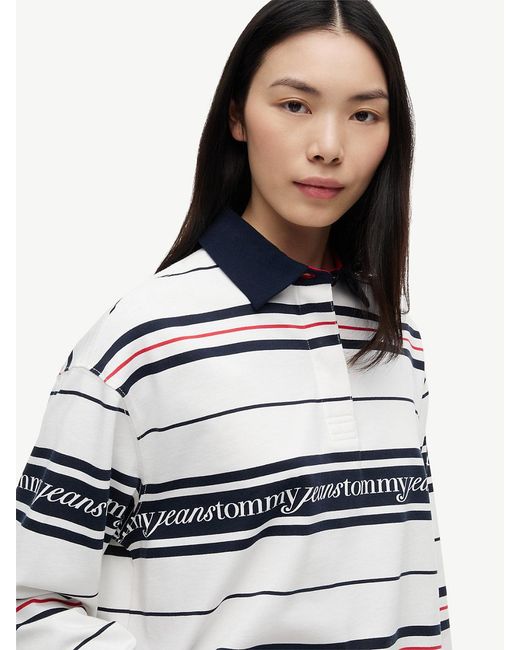 Tommy Hilfiger White Repeat Logo Relaxed Rugby Shirt