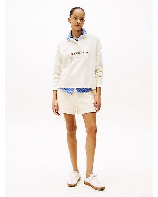 Tommy Hilfiger Relaxed Fit Trui Met Polokraag En Logo in het White