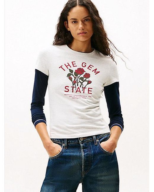 Tommy Hilfiger Slim Fit T-Shirt Met Graphic in het White