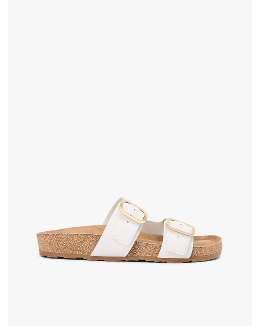 Tommy Hilfiger White Leather Double Strap Cork Sandals