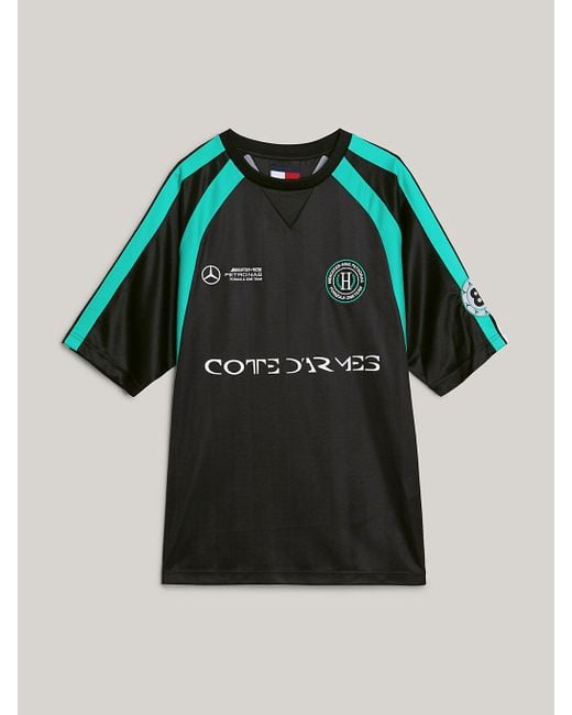 Tommy Hilfiger Black Tommy X Mercedes F1 X Cr Lewis Hamilton Football T-shirt for men