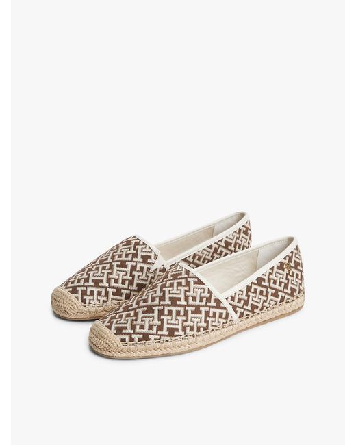 Tommy Hilfiger White Th Monogram Plaque Jacquard Espadrilles