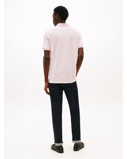 Tommy Hilfiger Pink Regular Fit Polo Shirt With Linen for men