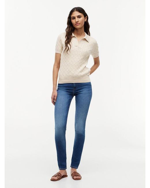 Tommy Hilfiger Blue Como Whiskered Mid Rise Skinny Jeans