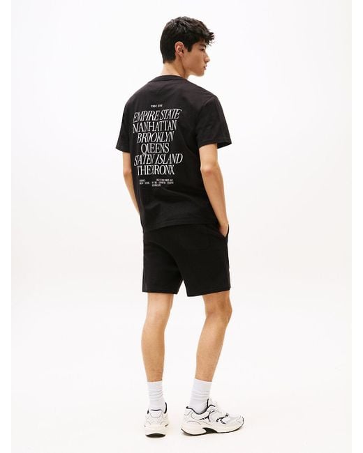 Tommy Hilfiger Black Short Sleeve Cotton Graphic T-shirts With Printed Letters Design for men