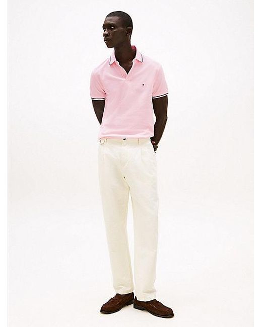 Polo De Corte Slim Ribeteado Tommy Hilfiger de hombre de color Pink