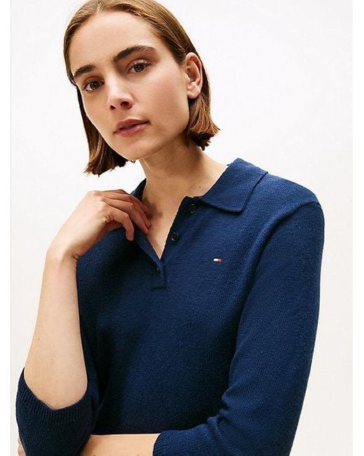 Tommy Hilfiger Fit-And-Flare Mini-Jurk Van Zachte Wol in het Blue