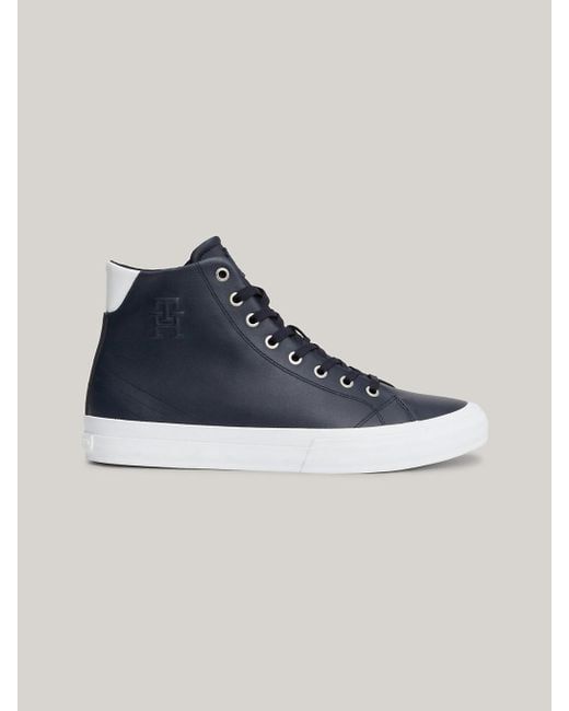 Tommy Hilfiger Blue Leather Essential High-top Trainers for men