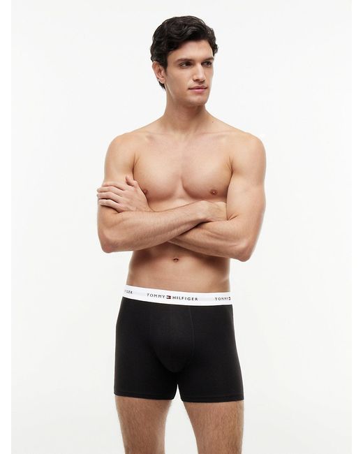 Tommy Hilfiger Black 3-Pack Signature Contrast Waistband Boxer Briefs for men