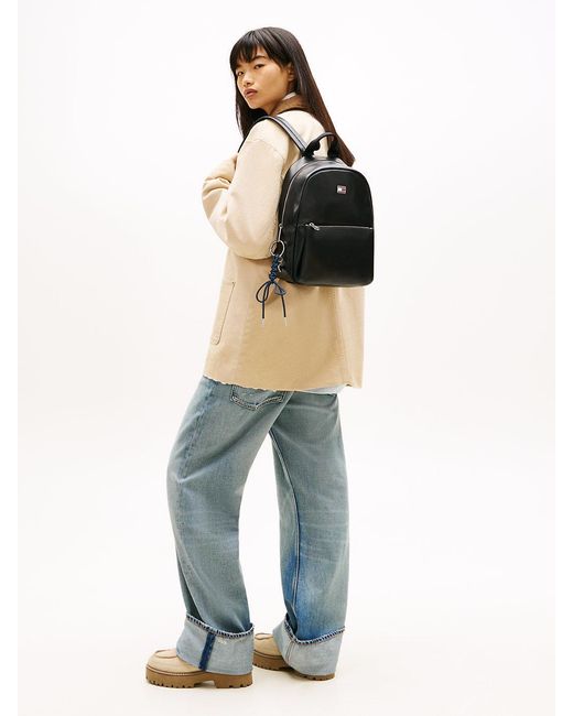 Tommy Hilfiger Black Logo Charm Dome Backpack