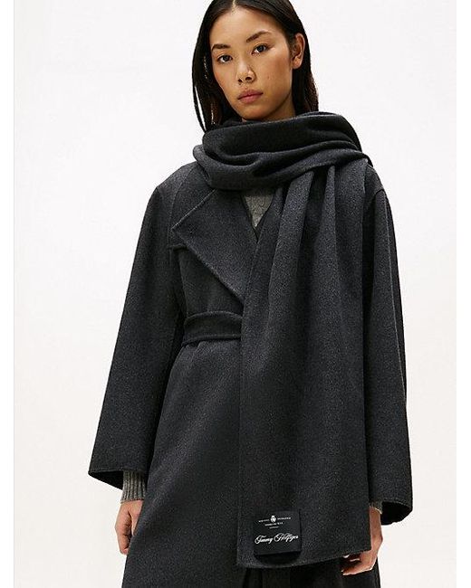 Abrigo Oversize Largo Con Bufanda Tommy Hilfiger de color Black