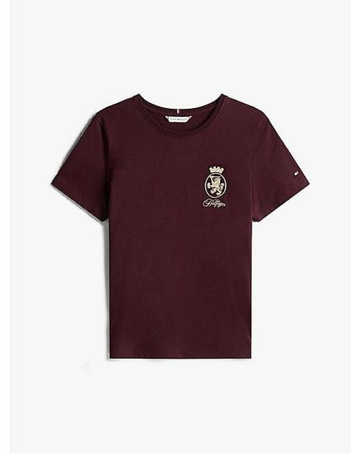Tommy Hilfiger T-Shirt Met Ronde Hals En Geborduurd Embleem in het Red